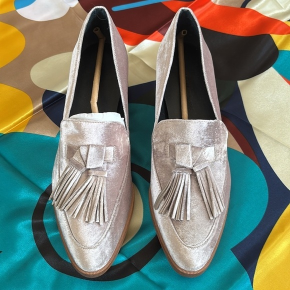 Brand New Rebecca Minkoff Edie Velvet Tassel Loafers Stacked Heel Slip On Shoes - Picture 2 of 16